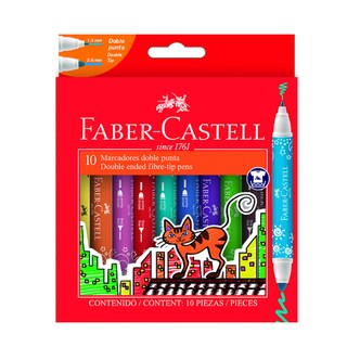 Foto 1 | 10 Plumones Faber Castell Doble Punta Gruesos