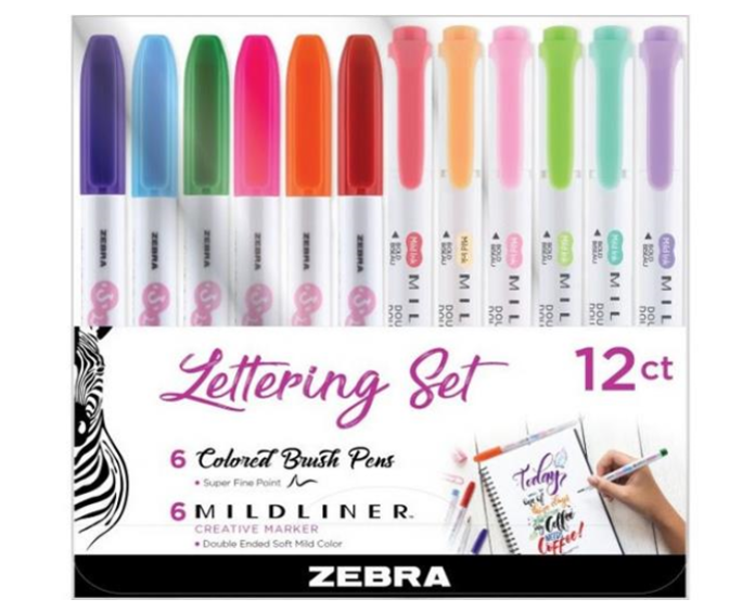 Zebra México Lettering Set Estuche 12 Piezas