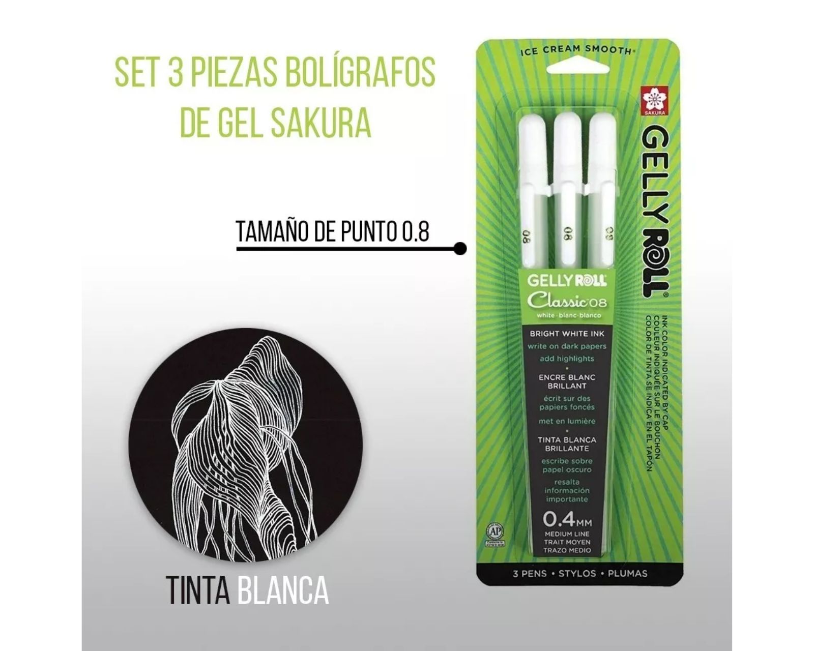 Foto 5 | 3 Bolígrafos Sakura Plumas de Gel Gelly Roll Punto Medio