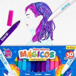 Foto 3 | Berry Hip Plumones Mágicos, 30 Marcadores Que Cambian De Color Y Se Borran.