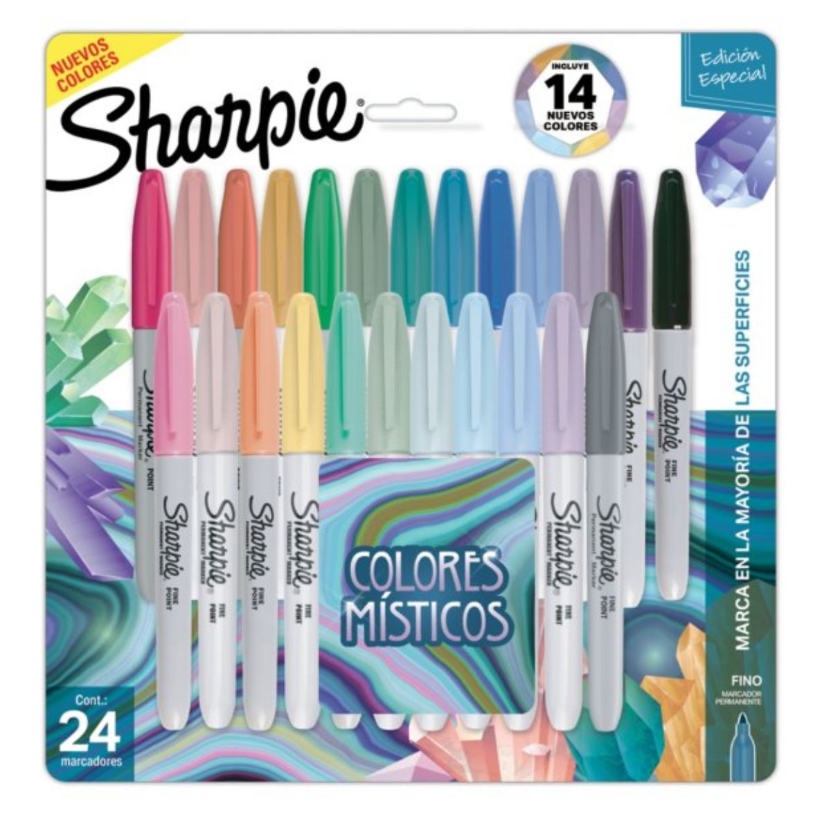 Foto 2 pulgar | 24 Marcadores Permanentes Punta Fina Colores Misticos  Sharpie