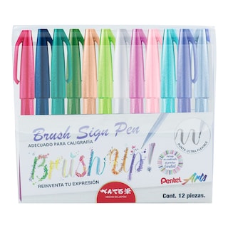 Foto 1 | Plumas Brushup Pentel Tonos Pastel 12 Piezas