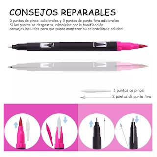 Foto 4 | Marcadores De Doble Punta 132 Colores Plumones Punta Pincel