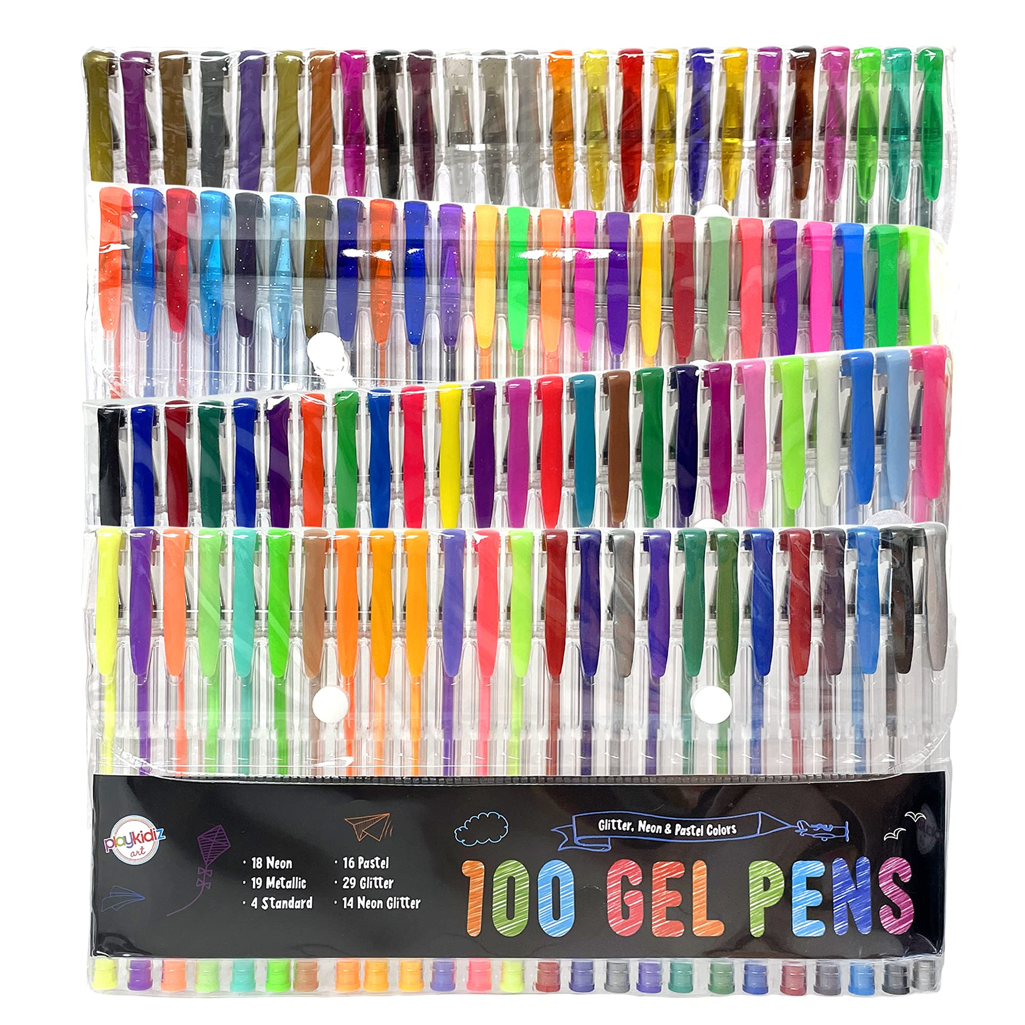 Bolígrafos De Gel Playkidz, Paquete De 100 Unidades, Con Punta Fina, Para Colorear - Venta Internacional. $739