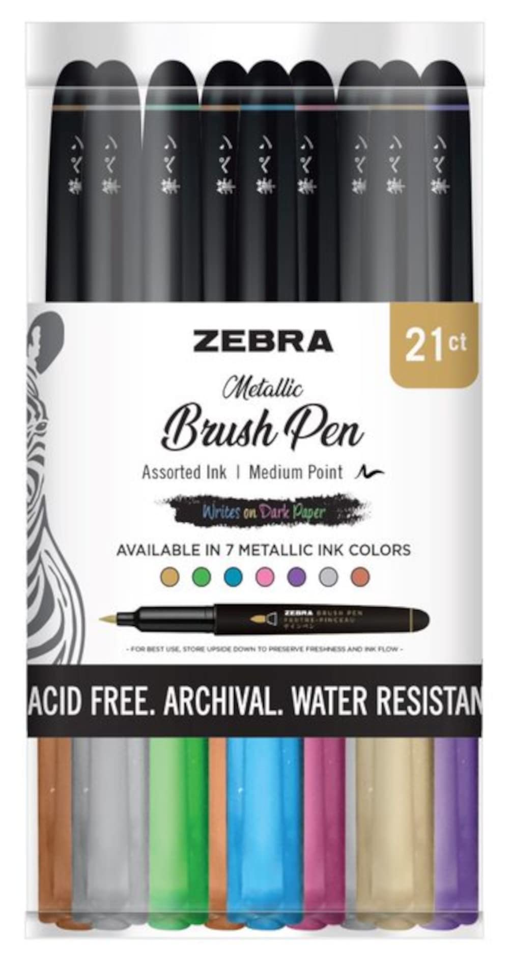 Foto 2 pulgar | Bolígrafo Zebra Pen Con Tinta Pigmentada Metálica, Paquete De 21 - Venta Internacional.