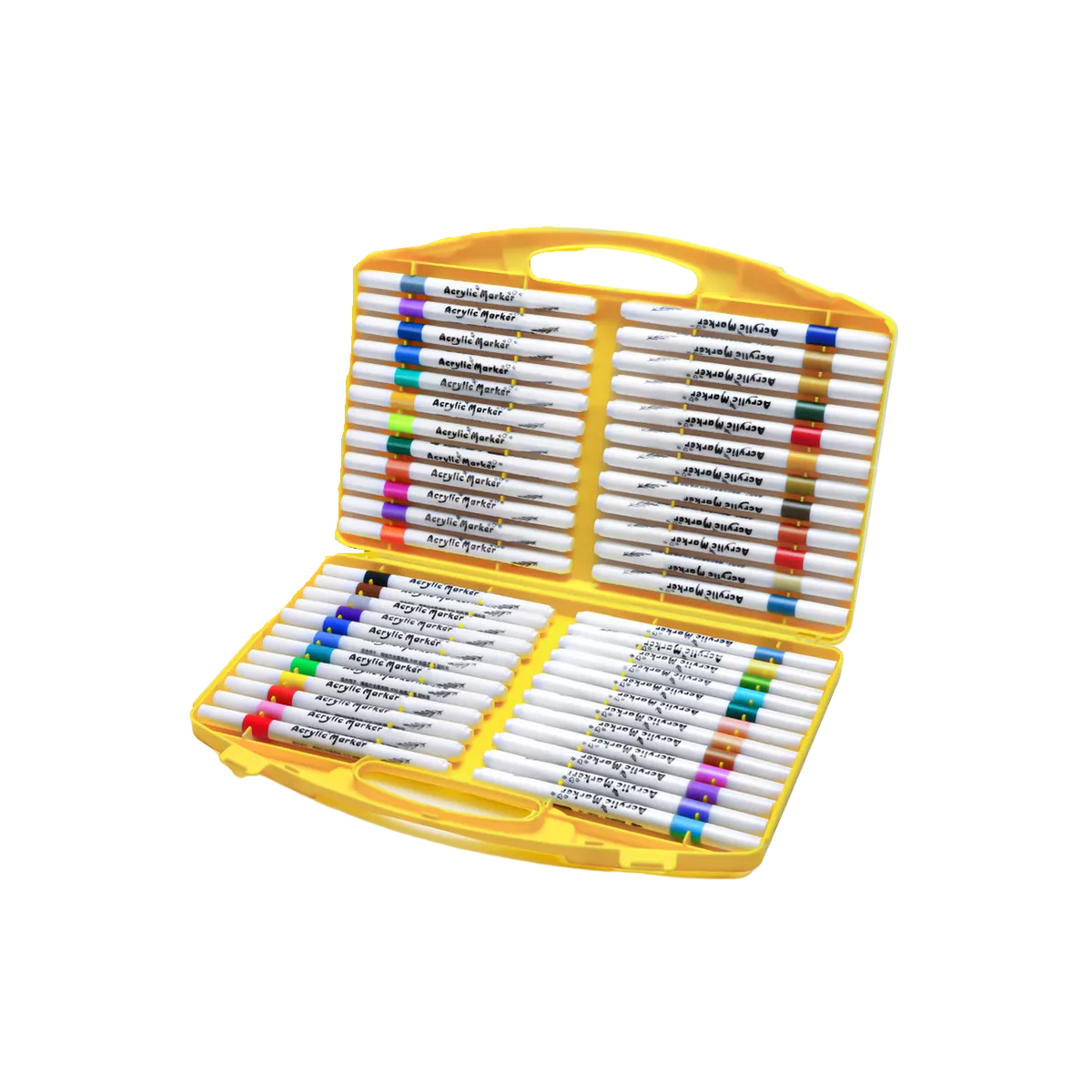 Foto 2 pulgar | 48pcs Colores Marcadores Punta Plumones De Marcador Acrílico Pincel Estuche Amarillo