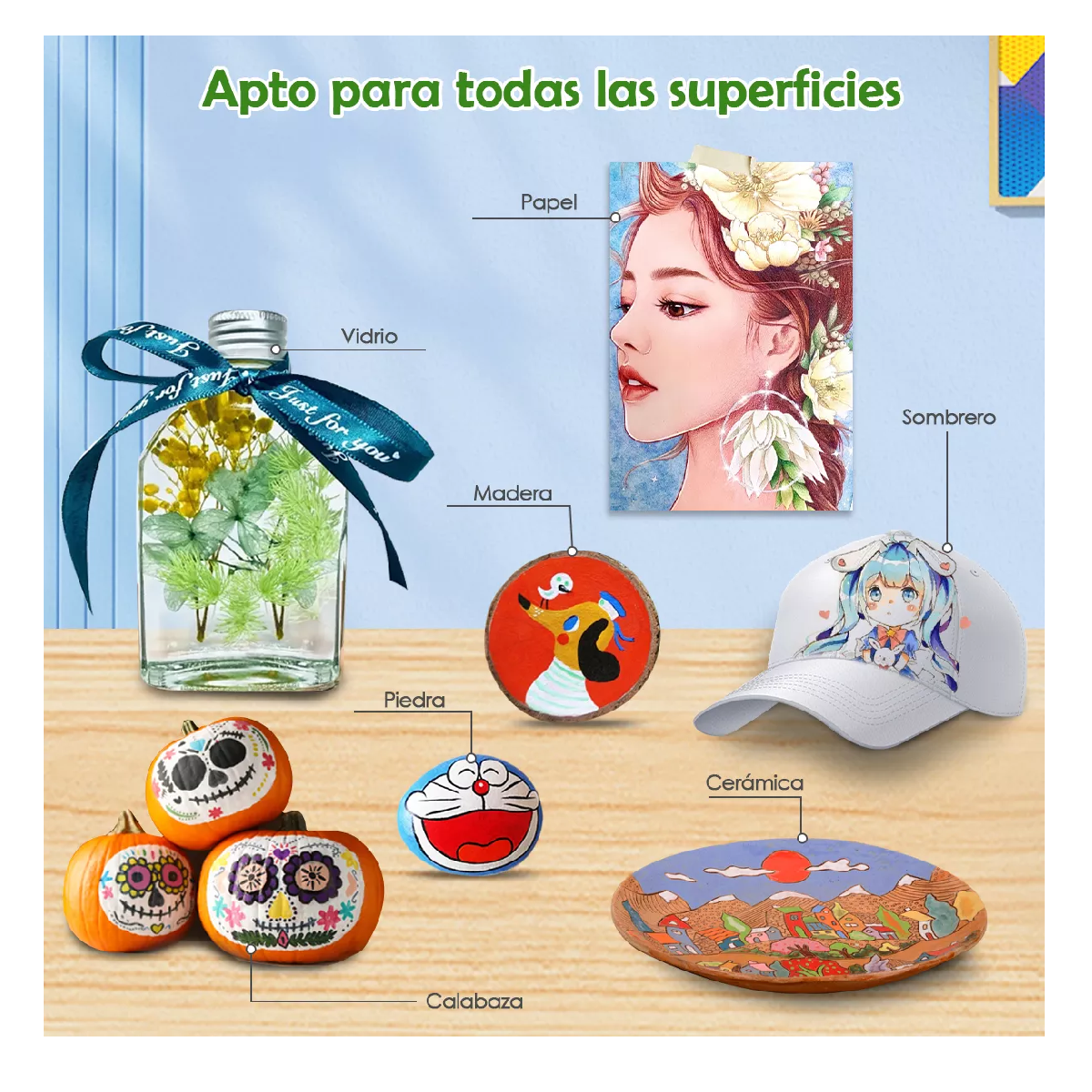 Foto 2 | 48pcs Colores Marcadores Punta Plumones De Marcador Acrílico Pincel Estuche Amarillo
