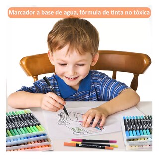 Foto 3 | 100 Colores Plumones Doble Punta Pencil, Laspang Marcadores A Base De Agua