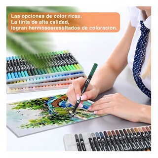 Foto 4 | 100 Colores Plumones Doble Punta Pencil, Laspang Marcadores A Base De Agua