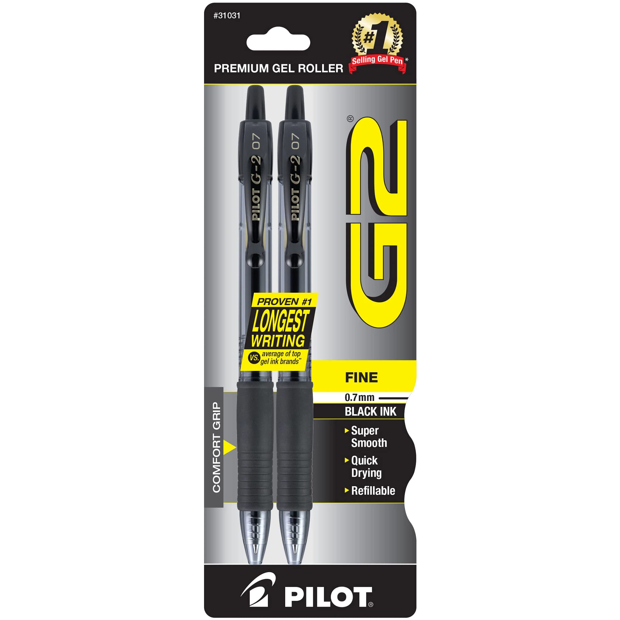 Foto 2 pulgar | Bolígrafos De Gel Pilot G2 Premium Con Punta Fina De 0,7 Mm, Color Negro, X2 - Venta Internacional.
