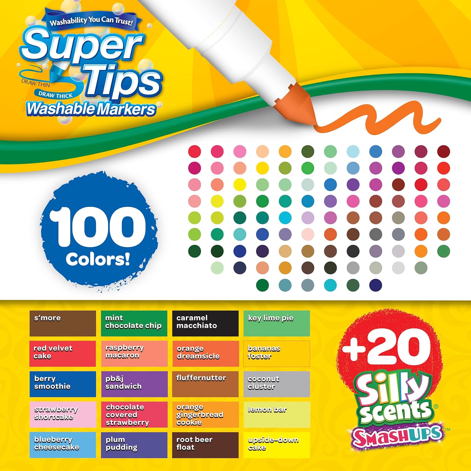 Foto 8 pulgar | Plumones Crayola Supertips 100 + 20 Doodle Scents