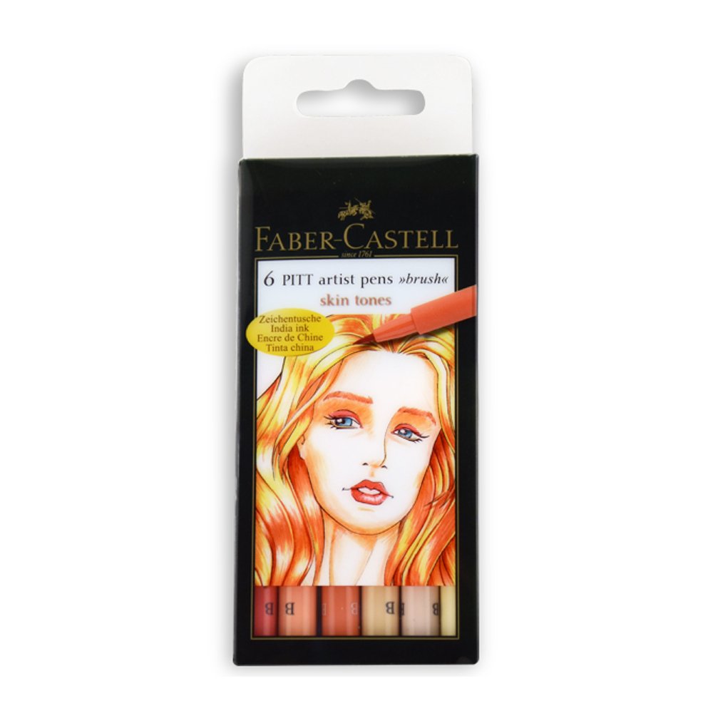Plumas Artísticas Faber-castell Pitt Con Punta De Pincel Para 6 Tonos De Piel - Venta Internacional.