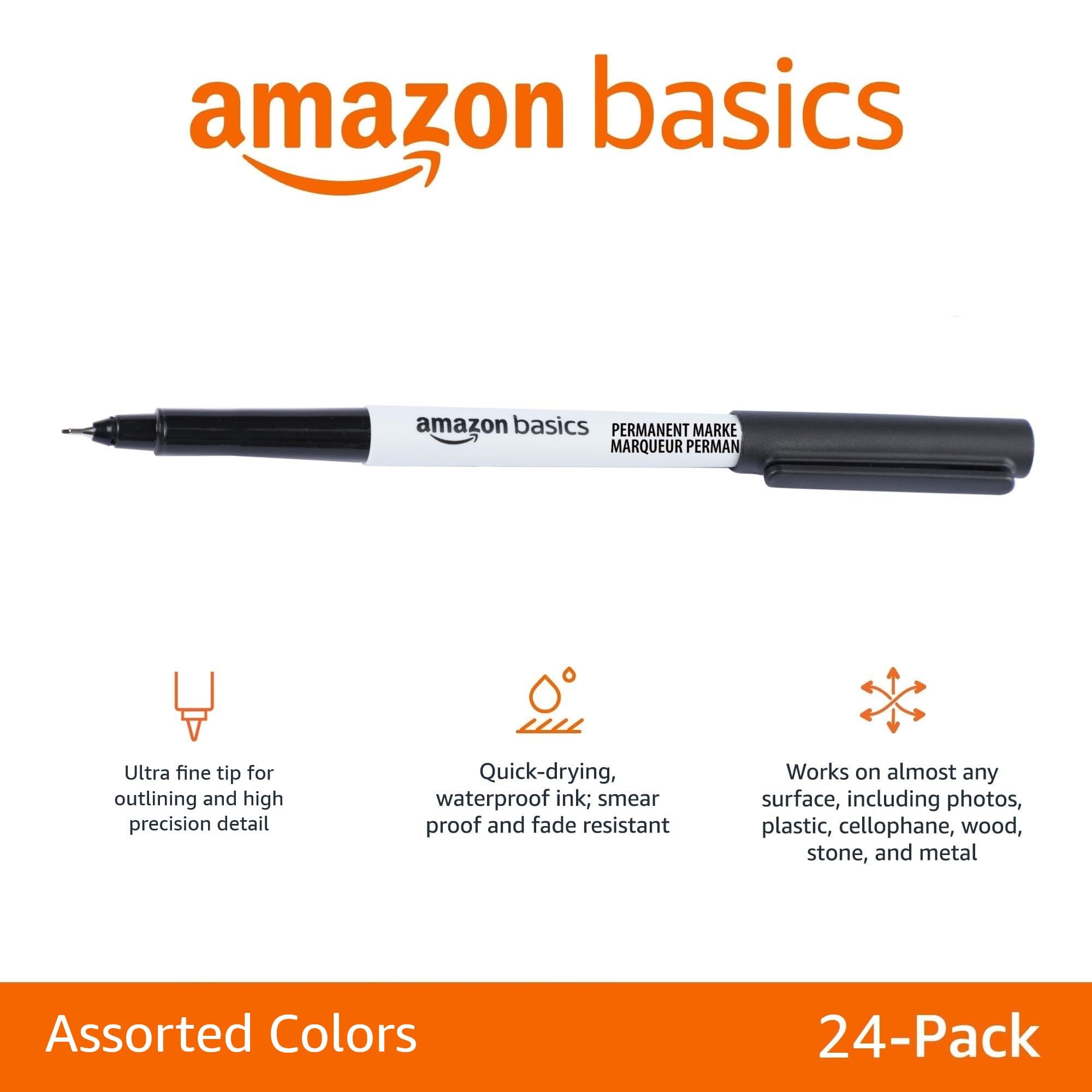 Foto 3 pulgar | Marcadores Permanentes Amazon Basics Ultra Fine Point Paquete de 24 - Venta Internacional