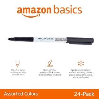 Foto 2 | Marcadores Permanentes Amazon Basics Ultra Fine Point Paquete de 24 - Venta Internacional