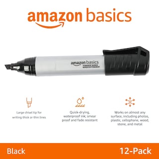 Foto 2 | Rotuladores Permanentes Amazon Basics Negro Paquete de 12 - Venta Internacional