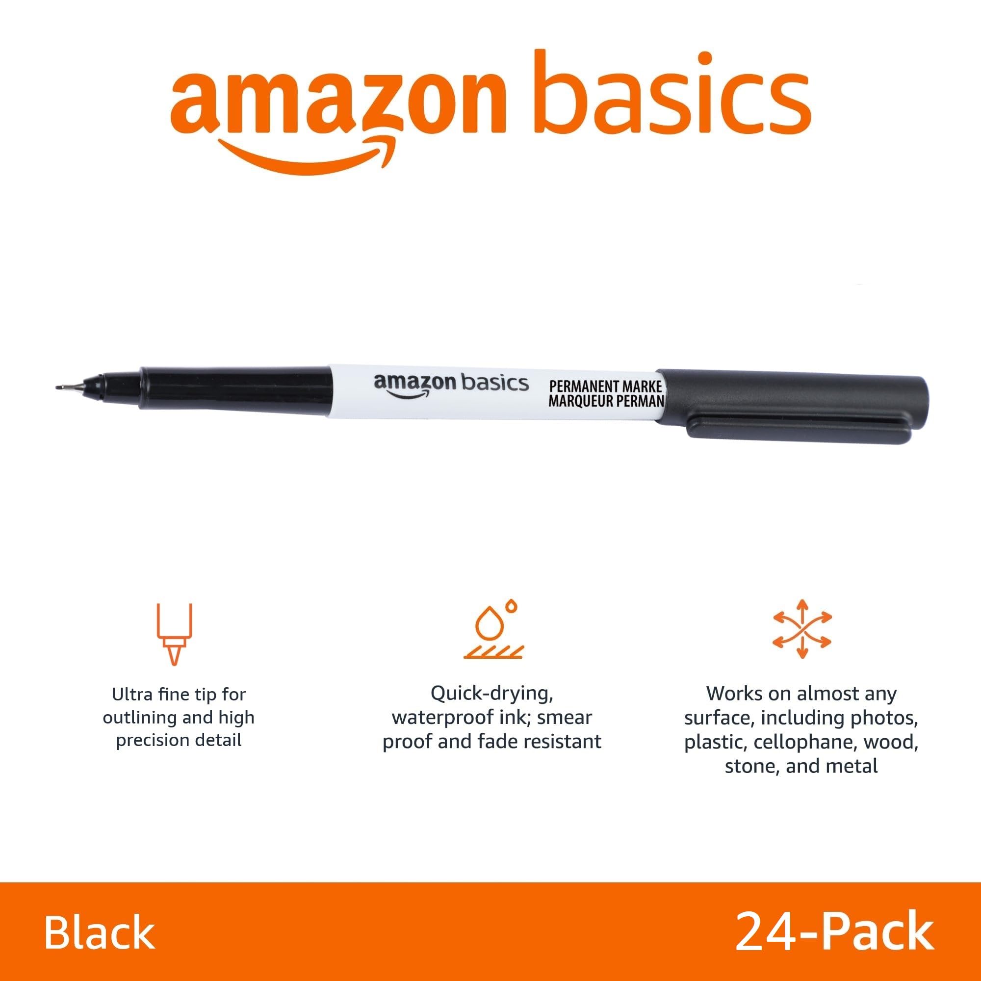 Foto 3 pulgar | Rotuladores Permanentes Amazon Basics Ultra Fine Point Black Paquete de 24 - Venta Internacional