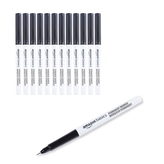 Foto 1 | Rotuladores Permanentes Amazon Basics Ultra Fine Point Black Paquete de 12 - Venta Internacional