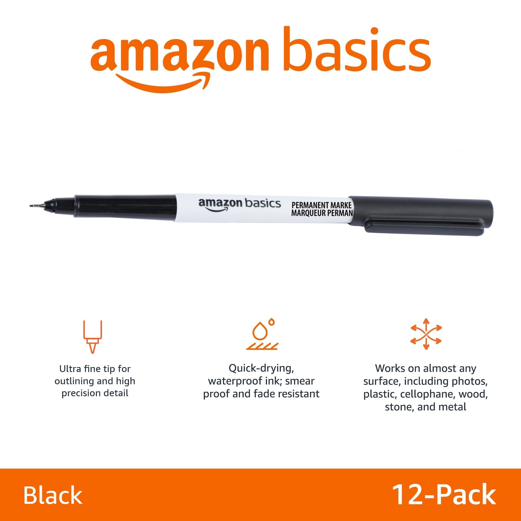 Foto 3 pulgar | Rotuladores Permanentes Amazon Basics Ultra Fine Point Black Paquete de 12 - Venta Internacional