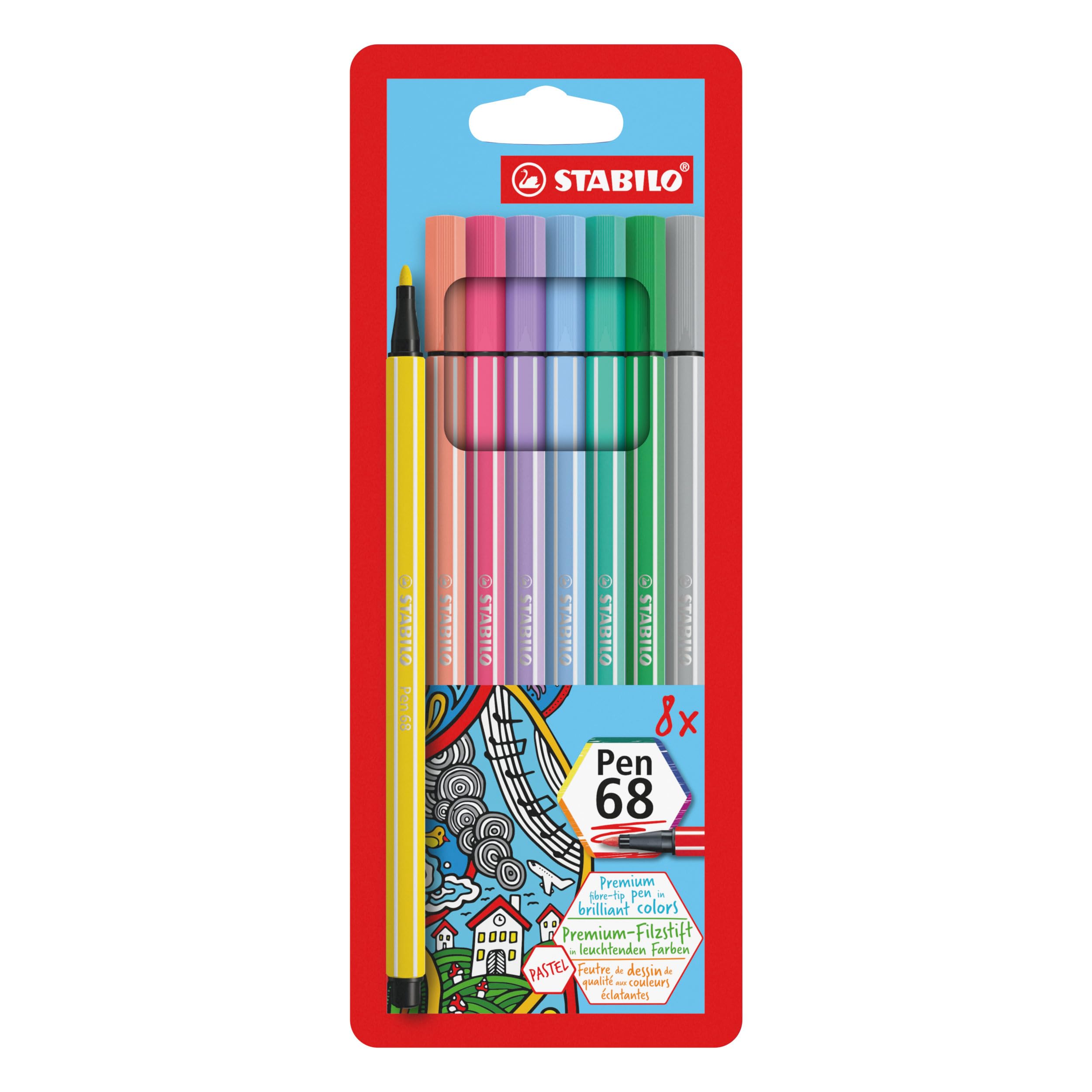Foto 2 pulgar | Bolígrafo Con Punta De Fibra Stabilo Premium Pen 68 Colores Pastel, Paquete De 8 - Venta Internacional.