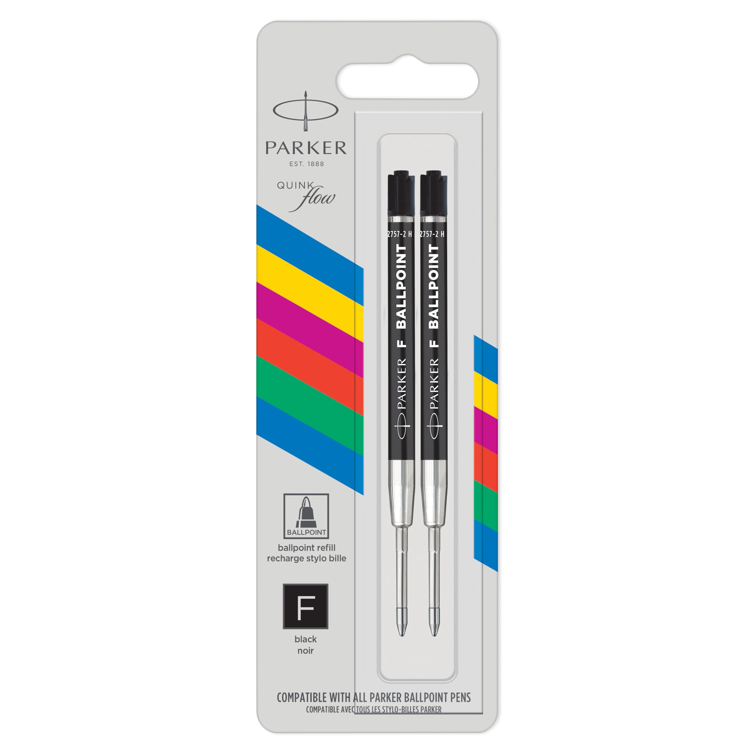 Recarga Parker Pen, Tinta Negra, Punta Fina, 2 Unidades - Venta Internacional.