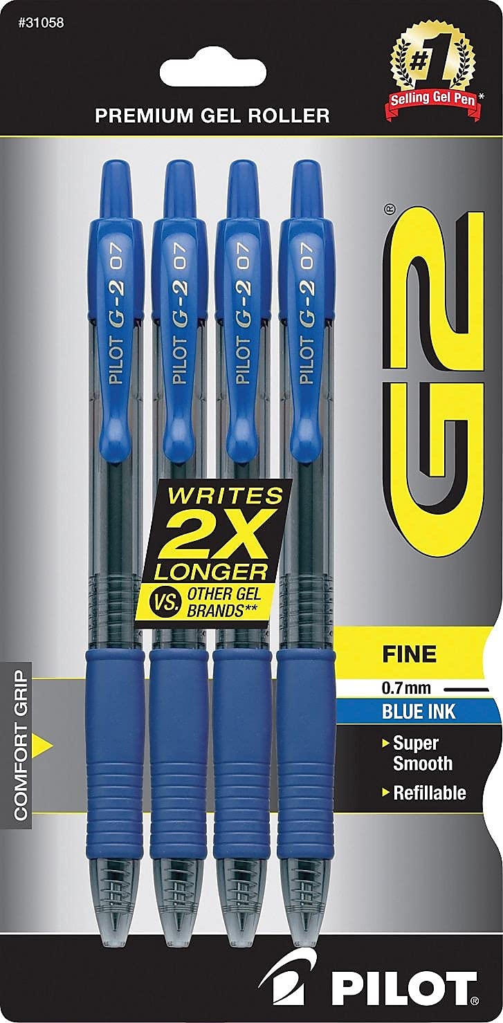 Foto 5 pulgar | Bolígrafos De Gel Pilot G2 Premium De Punta Fina De 0,7 Mm, Azul X4 - Venta Internacional.