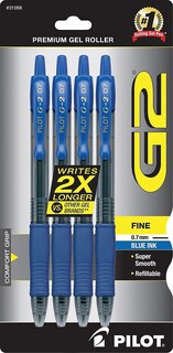 Foto 4 | Bolígrafos De Gel Pilot G2 Premium De Punta Fina De 0,7 Mm, Azul X4 - Venta Internacional.