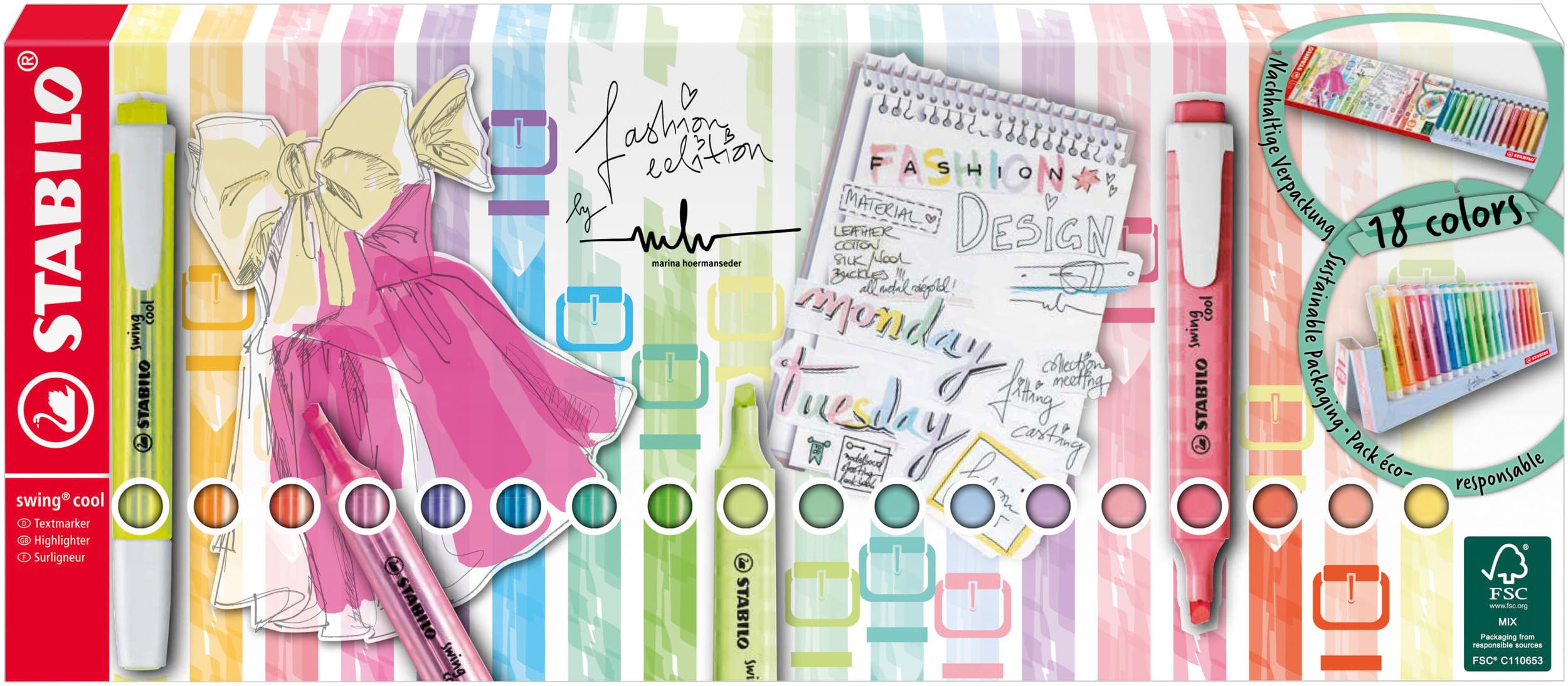 Foto 3 pulgar | Iluminador Stabilo Swing Cool Deskset 18 Neon 10 Pastel - Venta Internacional.