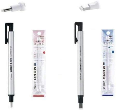 Borrador Tombow Mono Zero Plateado Con Punta Redonda Y Cuadrada - Venta Internacional.