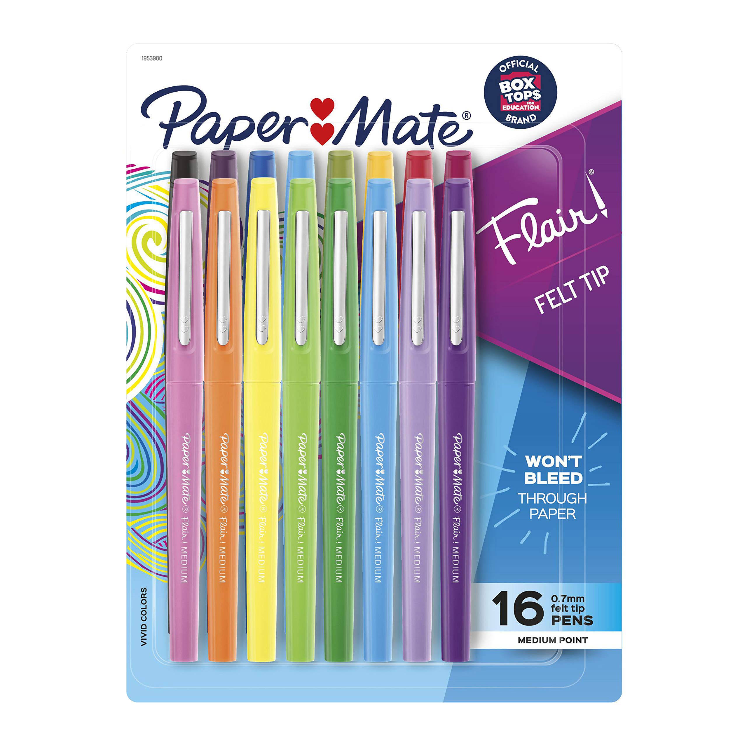 Bolígrafos Con Punta De Fieltro Paper Mate Flair, Punta Mediana, 0,7 Mm, 16 Unidades - Venta Internacional.