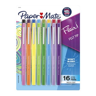 Foto 1 | Bolígrafos Con Punta De Fieltro Paper Mate Flair, Punta Mediana, 0,7 Mm, 16 Unidades - Venta Internacional.