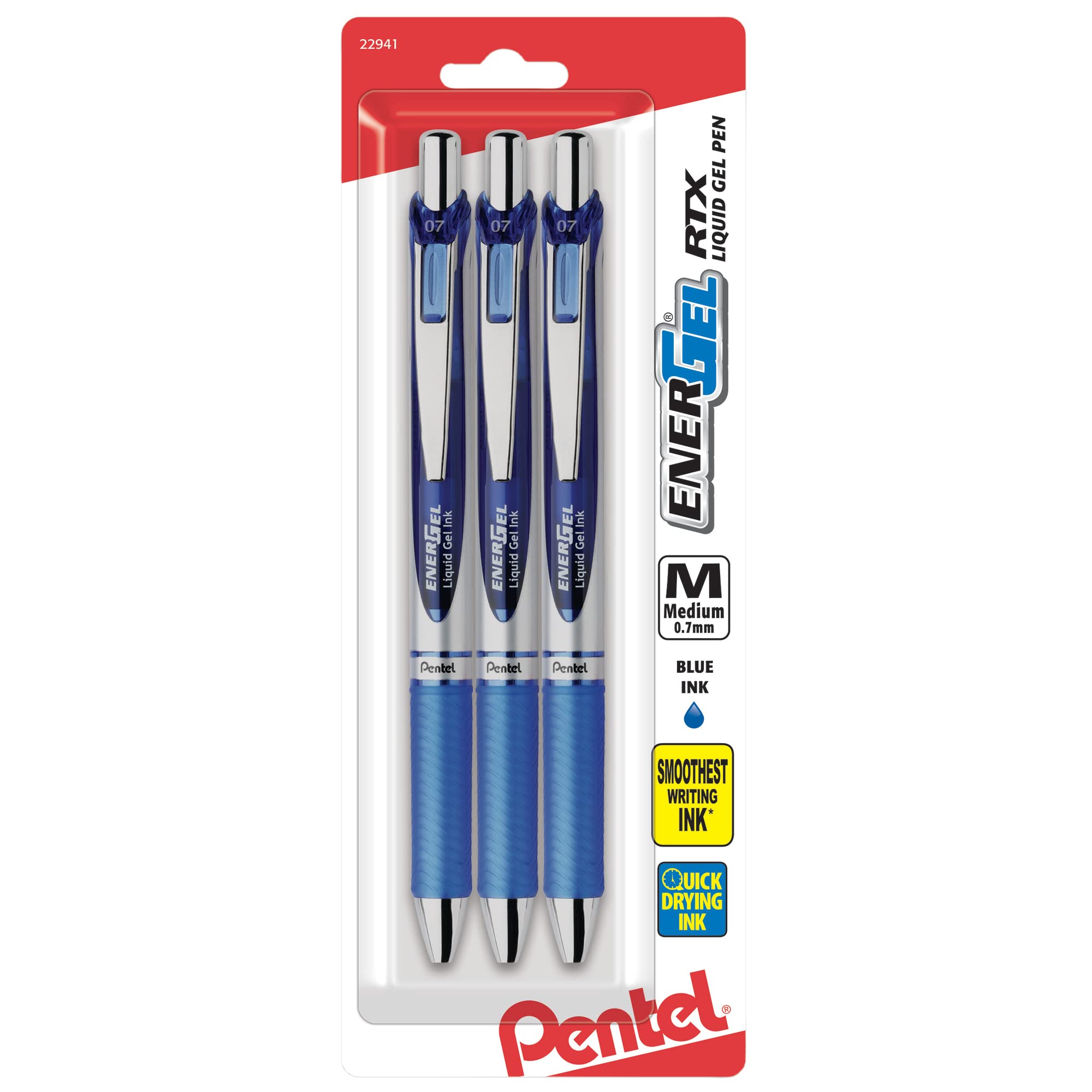 Bolígrafos De Tinta De Gel Pentel Energel Deluxe Rtx De 0,7 Mm, Color Azul, Paquete De 3 - Venta Internacional.