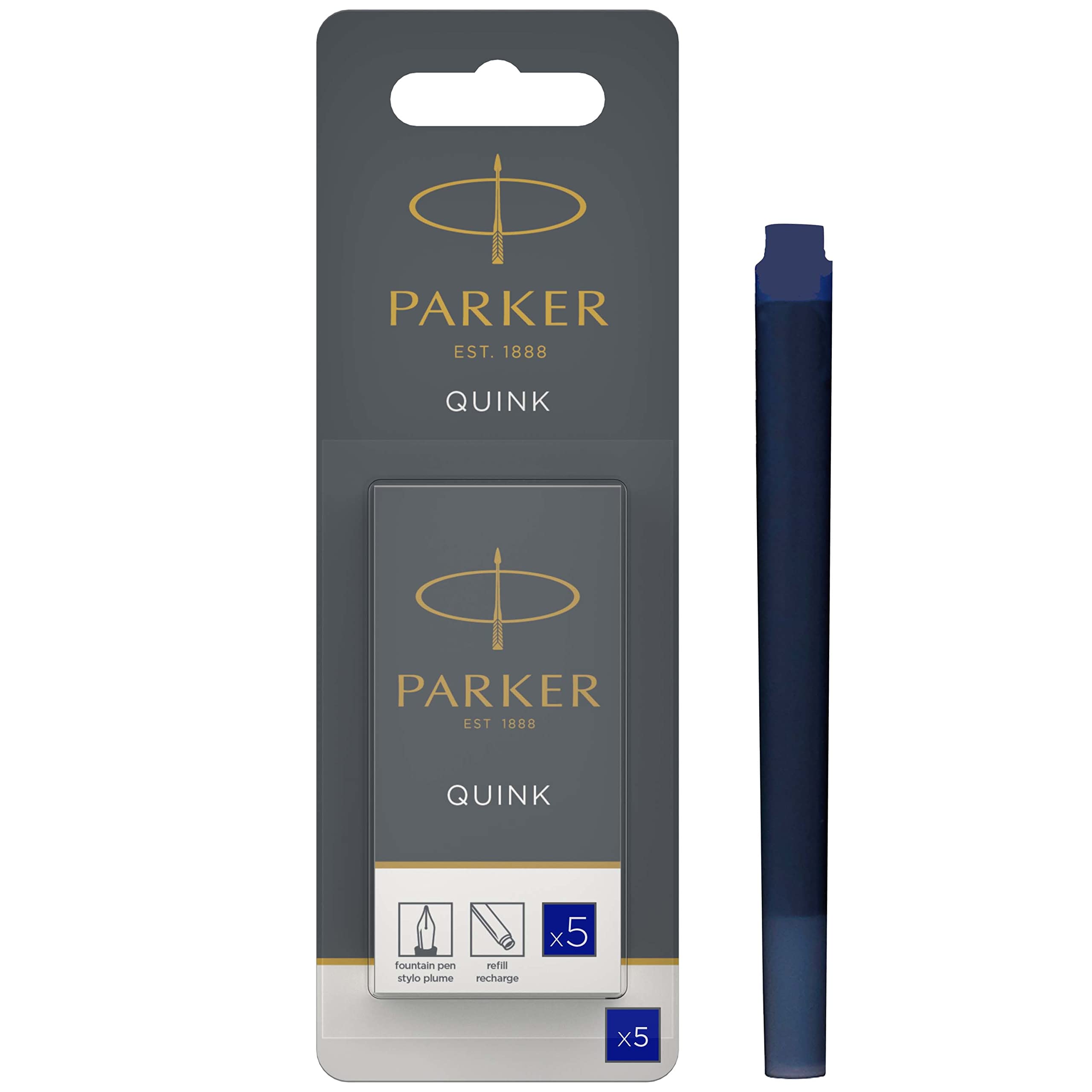 Recambio Para Pluma Estilográfica Parker Quink, Paquete De 5 Unidades, Tinta Azul - Venta Internacional.