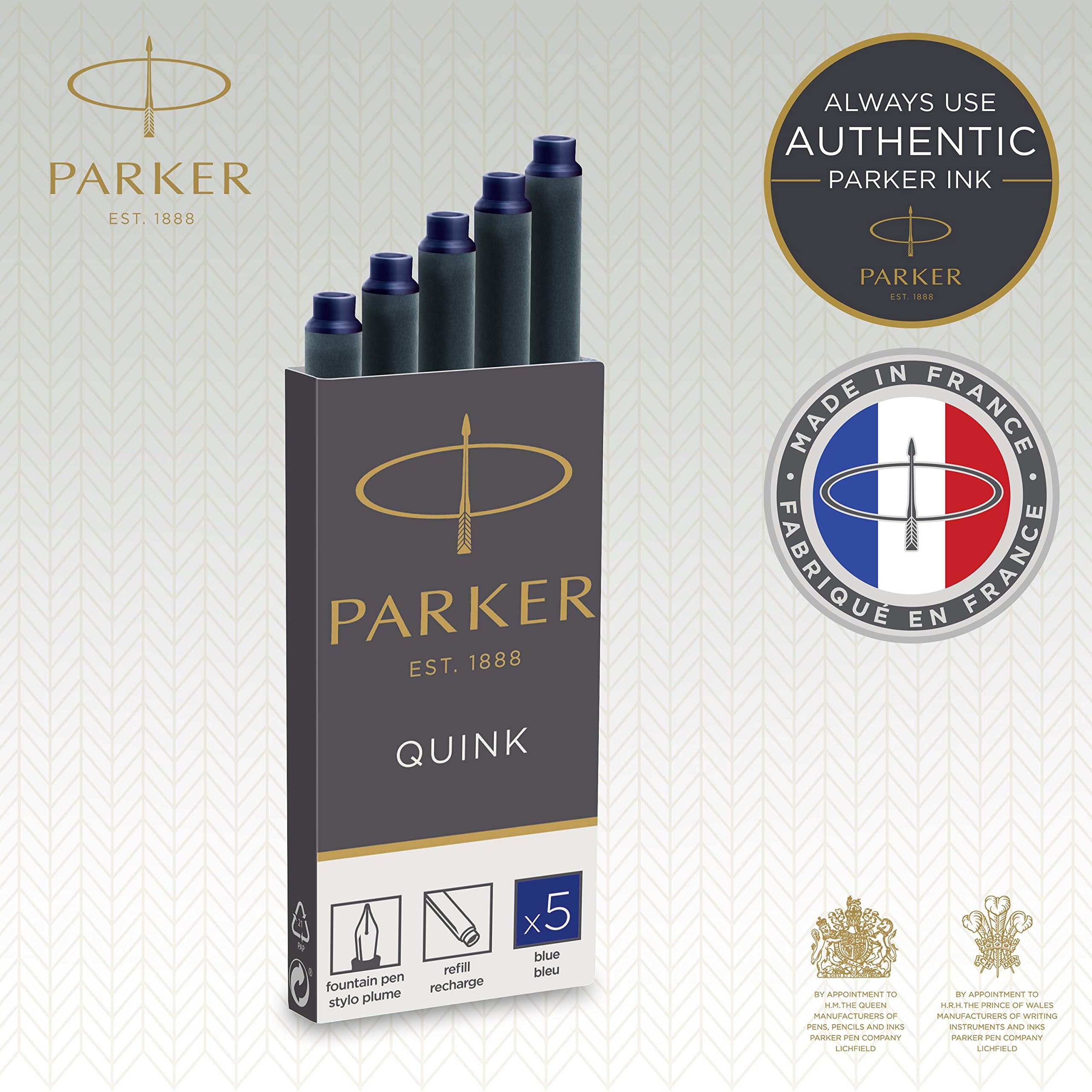 Foto 3 pulgar | Recambio Para Pluma Estilográfica Parker Quink, Paquete De 5 Unidades, Tinta Azul - Venta Internacional.