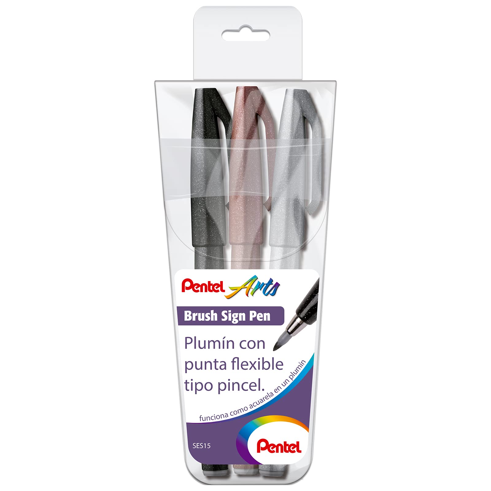 Foto 1 | Marcadores Con Punta De Pincel Pentel 3 U-ses15c-aen-est A Base De Agua - Venta Internacional.