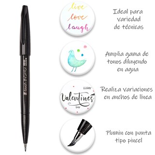 Foto 3 | Marcadores Con Punta De Pincel Pentel 3 U-ses15c-aen-est A Base De Agua - Venta Internacional.