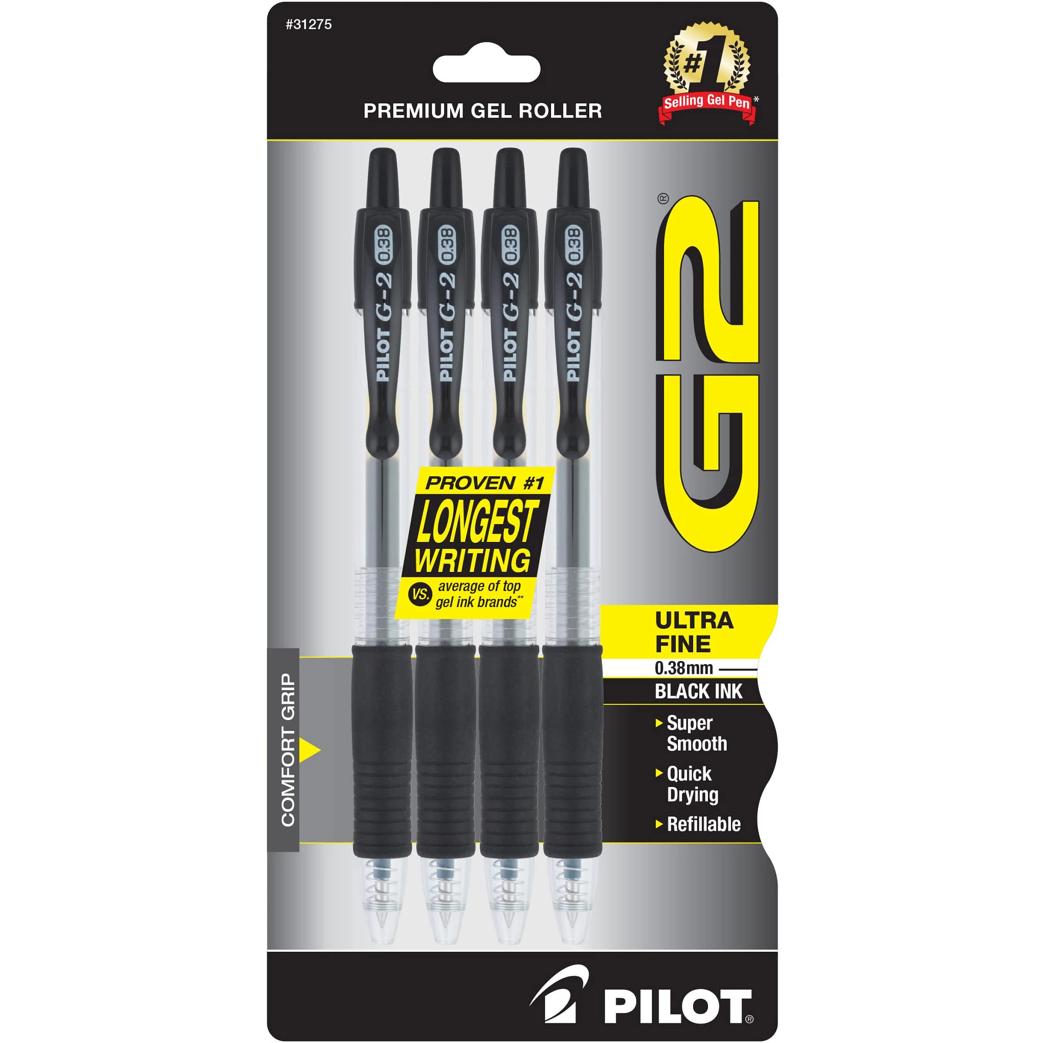 Foto 2 pulgar | Bolígrafos De Gel Pilot G2 Premium Ultrafinos De 0,38 Mm, Paquete De 4 - Venta Internacional.