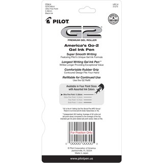 Foto 2 | Bolígrafos De Gel Pilot G2 Premium Ultrafinos De 0,38 Mm, Paquete De 4 - Venta Internacional.