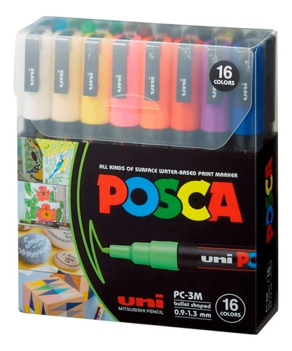 Foto 2 pulgar | Pc-3m Set Marcadores Posca X16 Colores