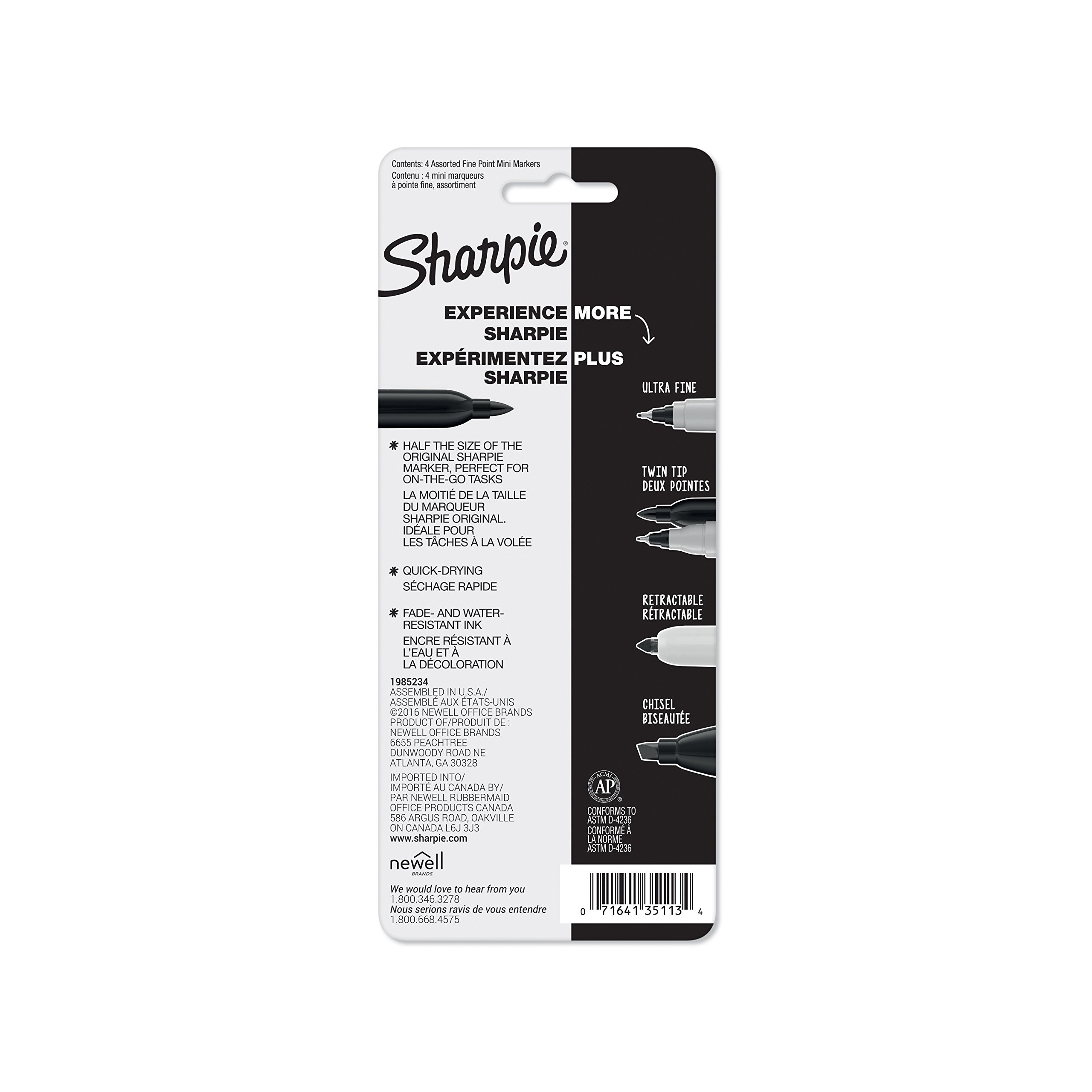Foto 8 pulgar | Rotuladores Permanentes Sharpie Mini Fine Point, 4 Colores - Venta Internacional.