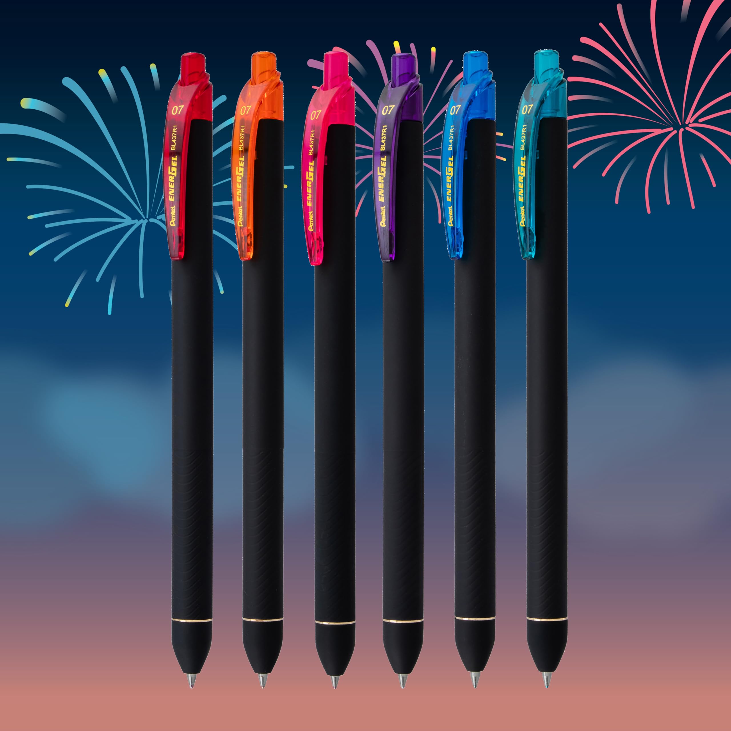 Foto 3 pulgar | Bolígrafo Retráctil Pentel Energel Kuro Shades Of Joy, Paquete De 6 - Venta Internacional.
