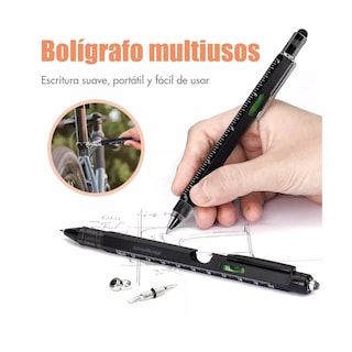 Foto 3 | Pluma Ingeniero Bolígrafo Multiherramienta 9 En1 Negro Belug