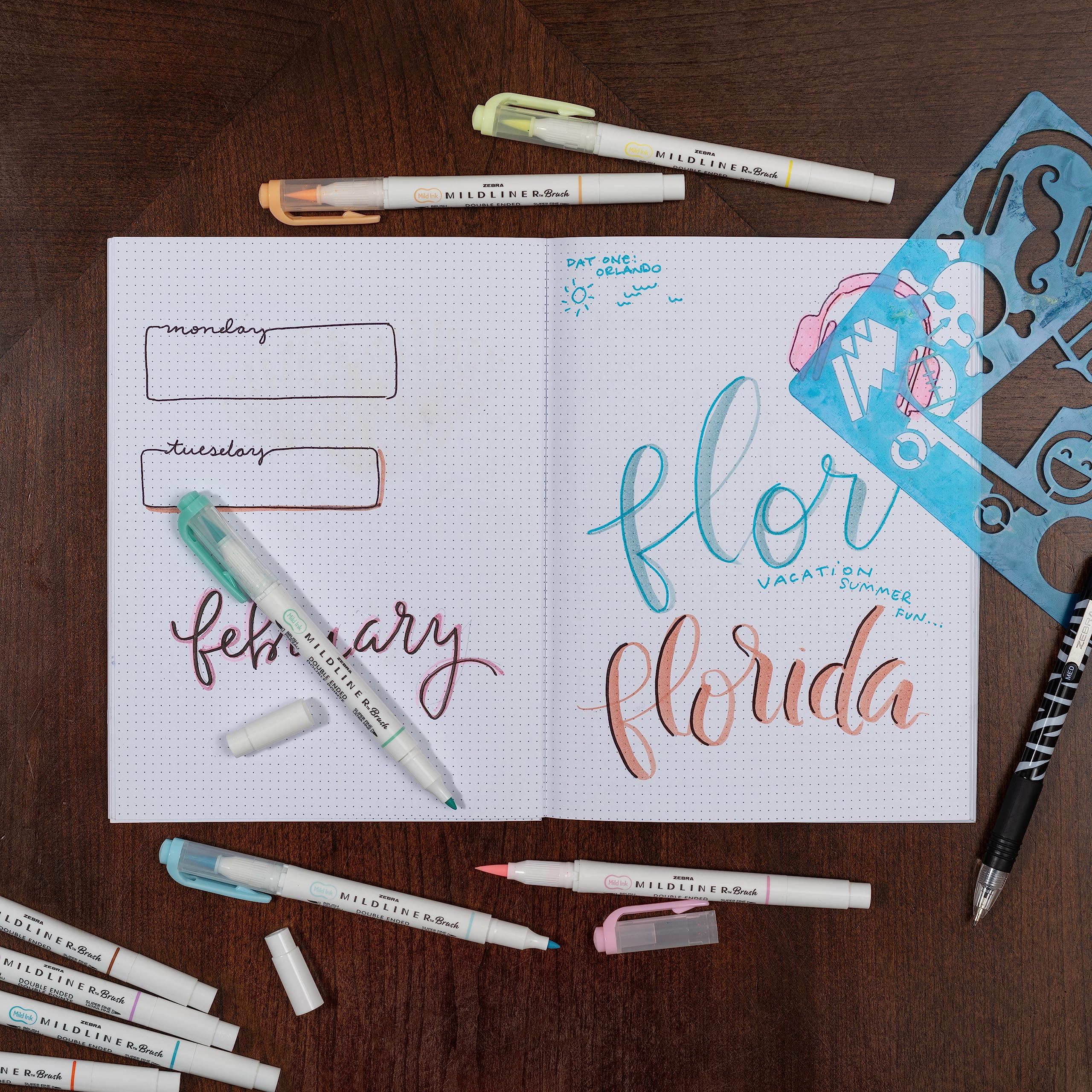 Foto 4 pulgar | Rotulador Zebra Pen Mildliner Brush De Doble Punta, 15 Colores - Venta Internacional.