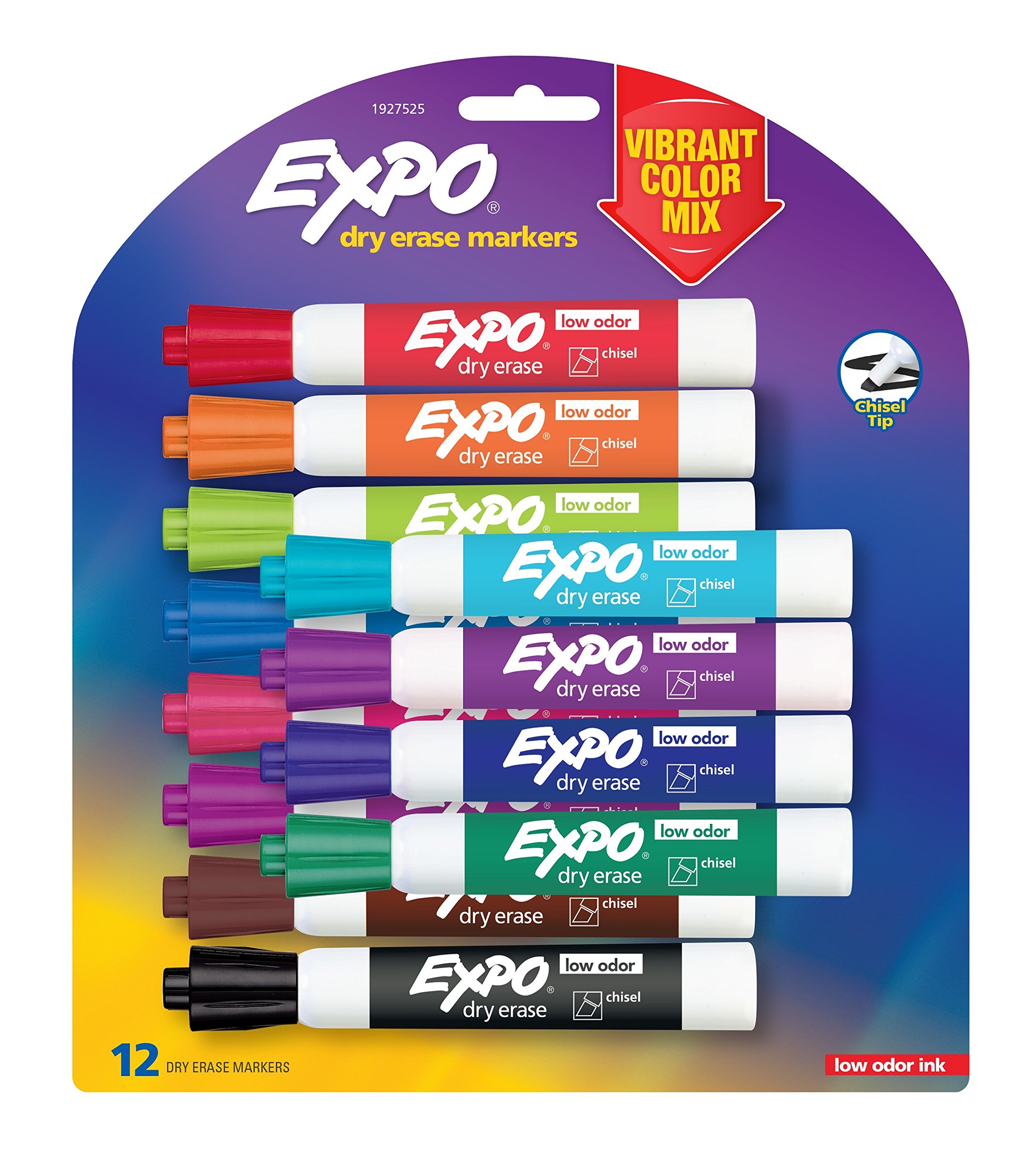 Marcadores De Borrado En Seco Expo Con Punta Cincelada De Bajo Olor, Paquete De 12 - Venta Internacional.