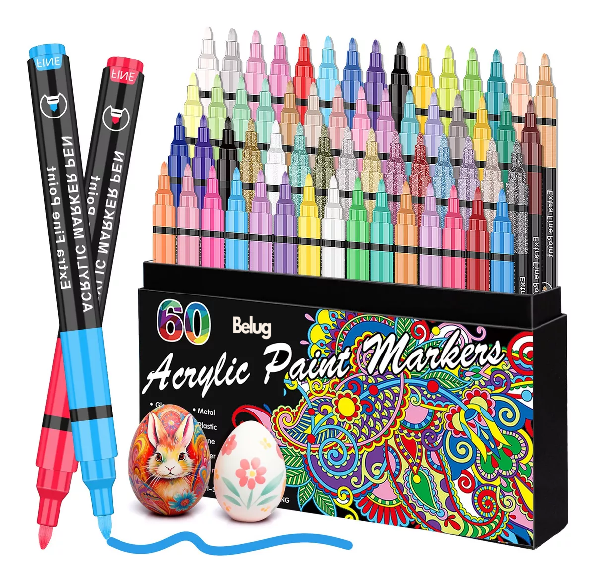 Foto 5 pulgar | Plumones Punta Pincel Belug Marcador 60 Pzs, Colores