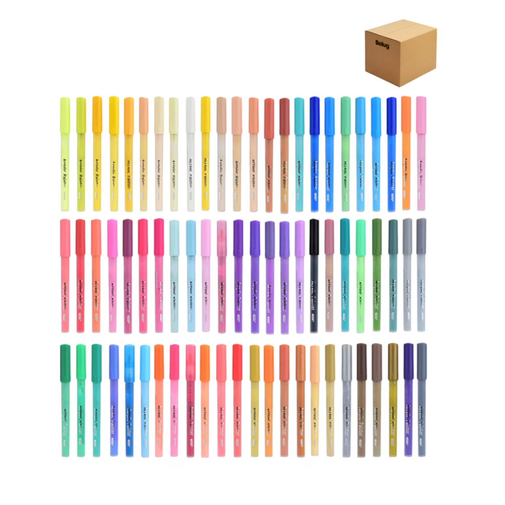 Plumones Punta Pincel Marcadores Acrílico 72 Pzs,  Belug Colores