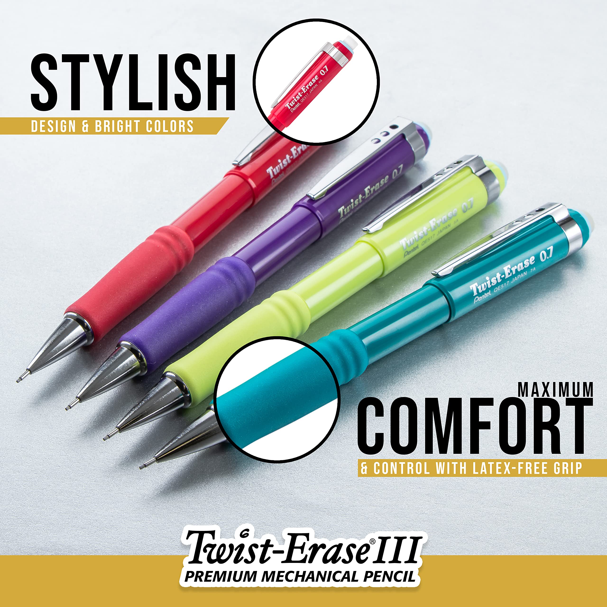 Foto 4 pulgar | Lápiz Mecánico Pentel Twist-erase Iii De 0,7 Mm, Paquete De 4 - Venta Internacional.