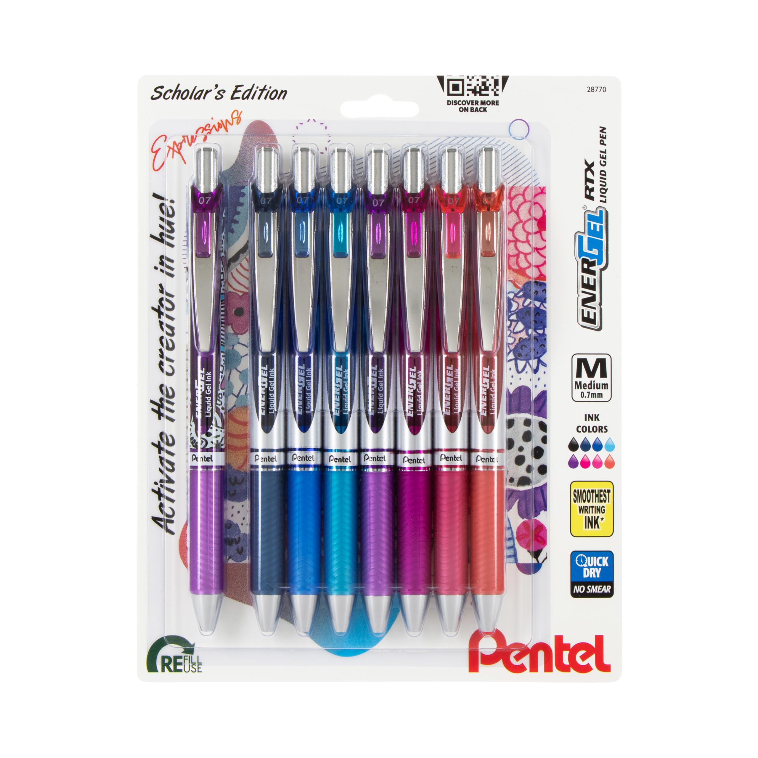Foto 2 pulgar | Bolígrafo Pentel Energel Rtx De Gel Líquido Retráctil De 0,7 Mm, Paquete De 8 - Venta Internacional.