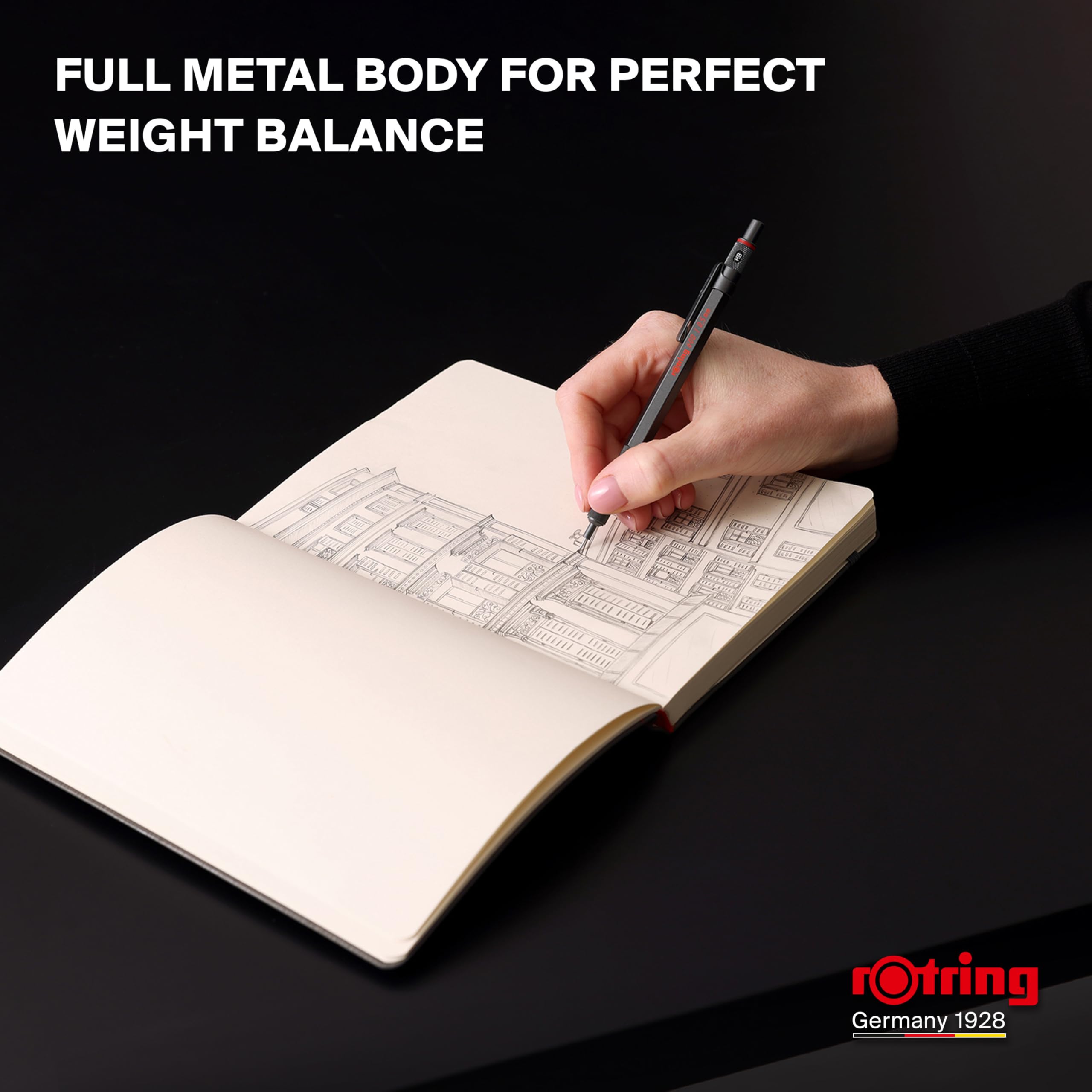 Foto 5 pulgar | Lápiz Mecánico Rotring 600 De 0,7 Mm Con Cuerpo Totalmente Metálico, Color Plateado - Venta Internacional.