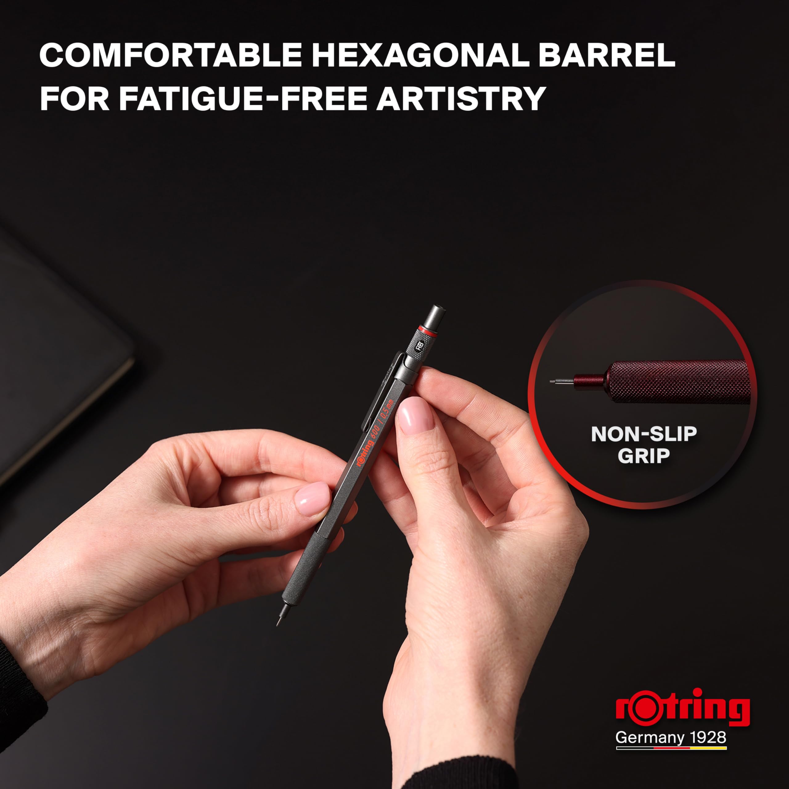 Foto 5 | Lápiz Mecánico Rotring 600 De 0,7 Mm Con Cuerpo Totalmente Metálico, Color Plateado - Venta Internacional.