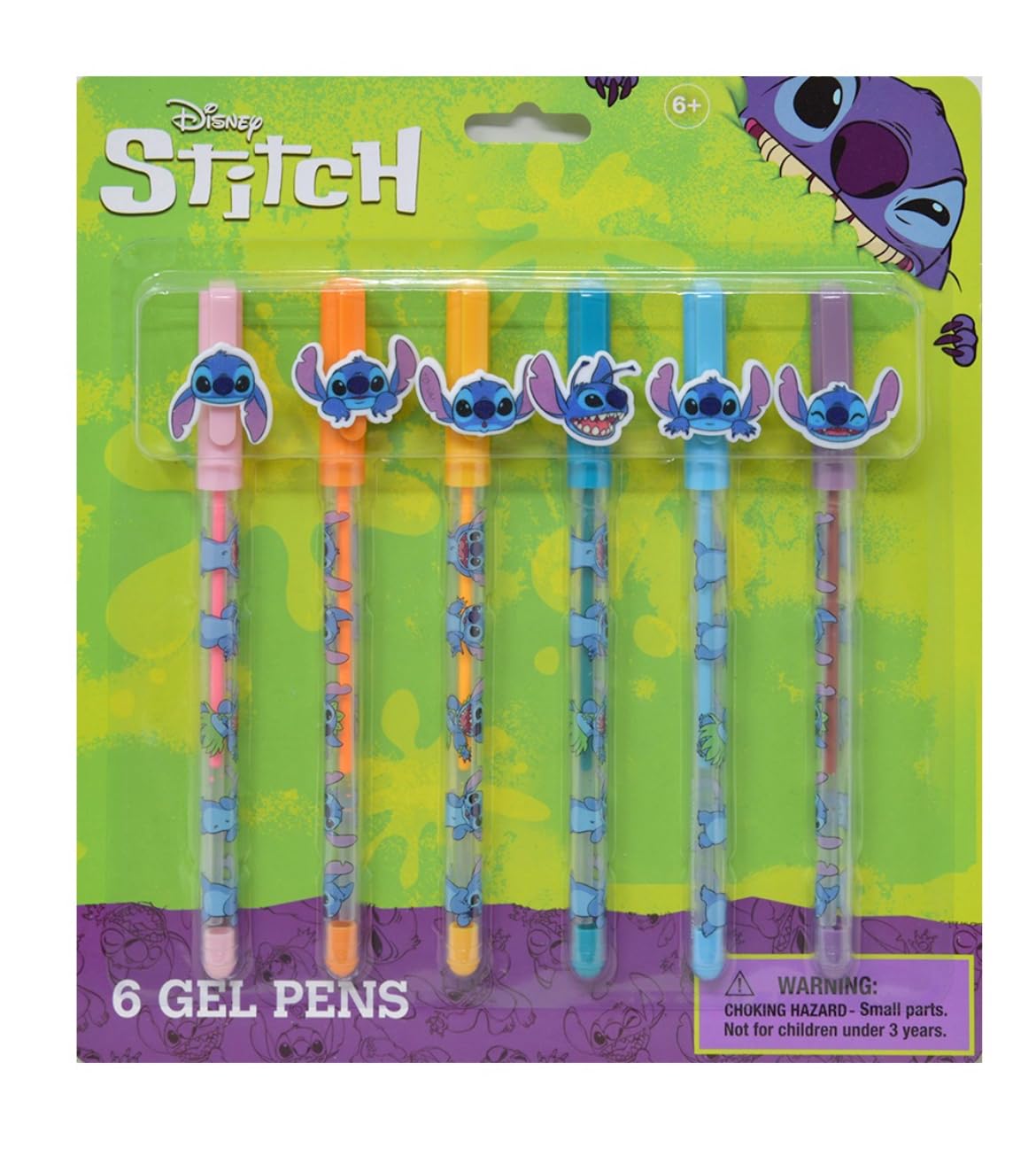 Bolígrafos De Gel Disney Stitch, Paquete De 6 - Venta Internacional.